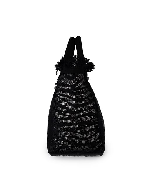 Borsa Vanity Zebra in cotone con strass Mc2 Saint Barth | VANITY ACC06735H STRASS ZEBRA 00